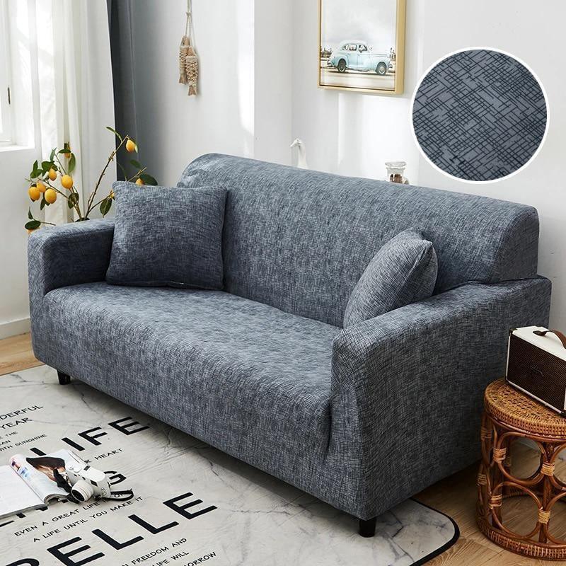 Sofa Cover - Cross pattern - Grey - Adaptable & Expandable - Image 5