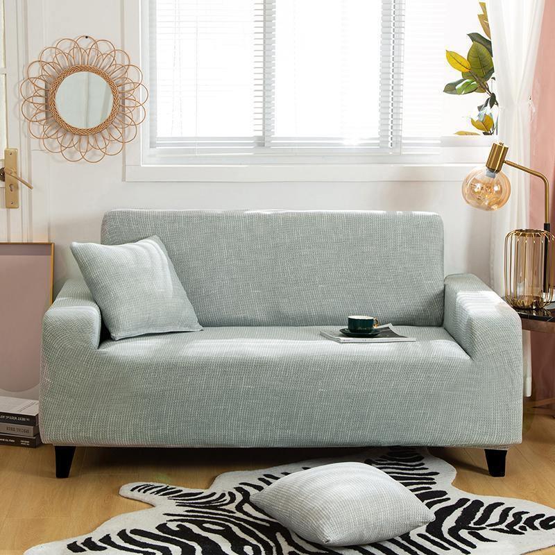 Sofa Cover - Cross pattern - Pastel Green - Adaptable & Expandable - Image 4
