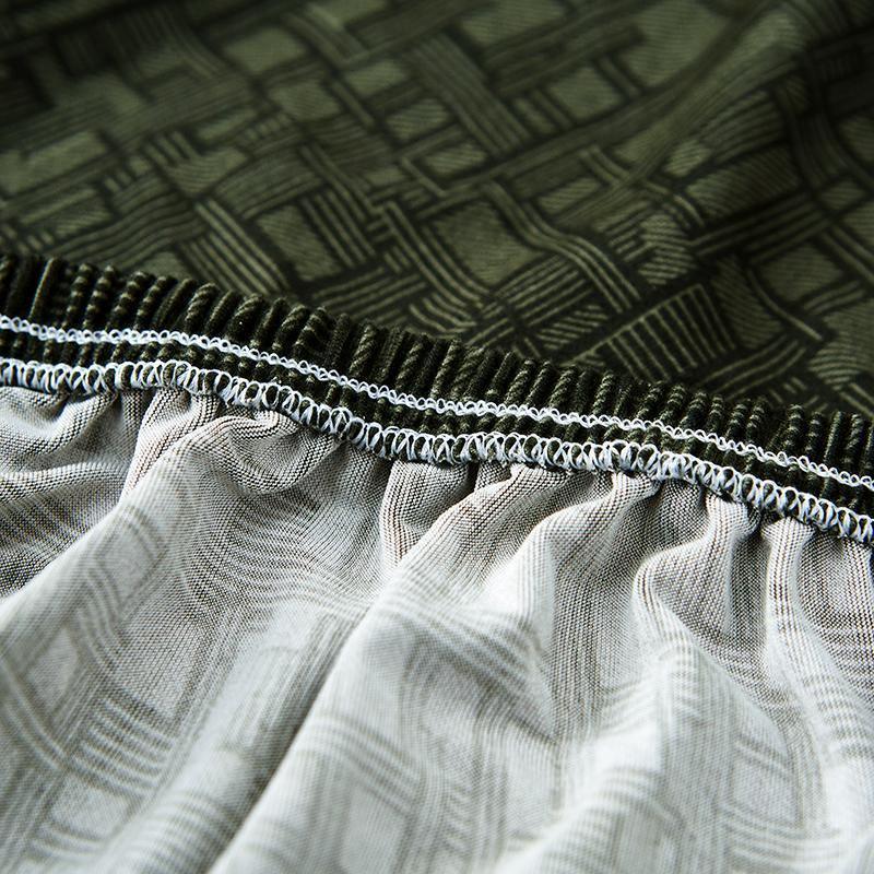 Sofa Cover - Rectangle Pattern - Olive green - Adaptable & Expandable - Image 3