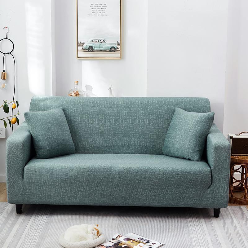 Sofa Cover - Rectangle Pattern - Pastel Green - Adaptable & Expandable - Image 6