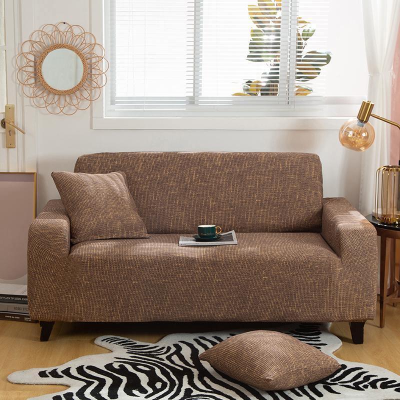 Sofa Cover - Spotted Pattern - Brown-Gold - Adaptable & Expandable - Image 2