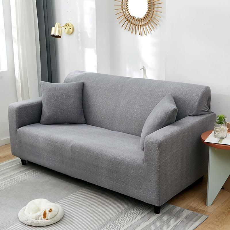Sofa Cover - Spotted Pattern - Light Grey - Adaptable & Expandable