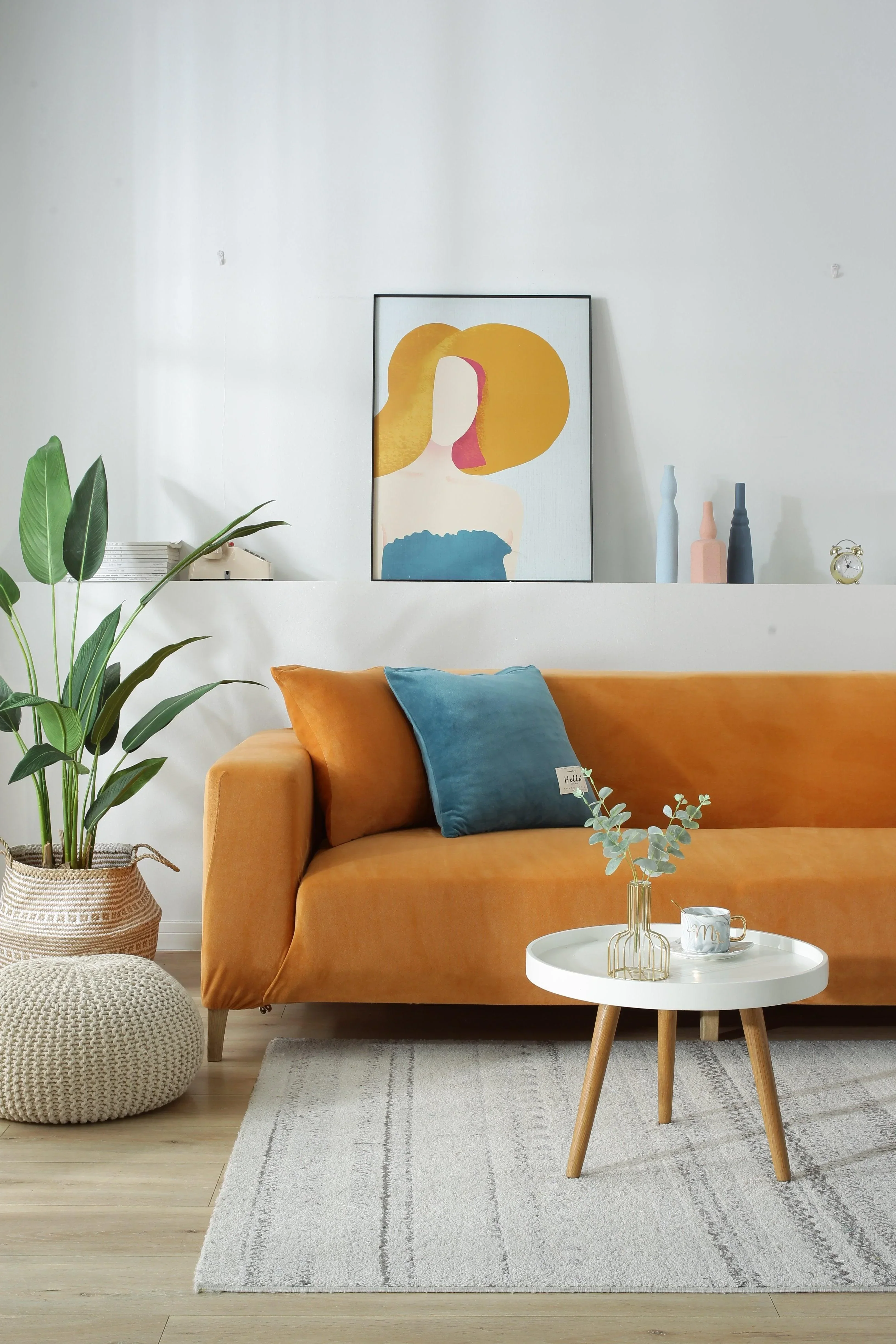 Sofa Cover - Velvet - Orange - Adaptable & Expandable - Image 10