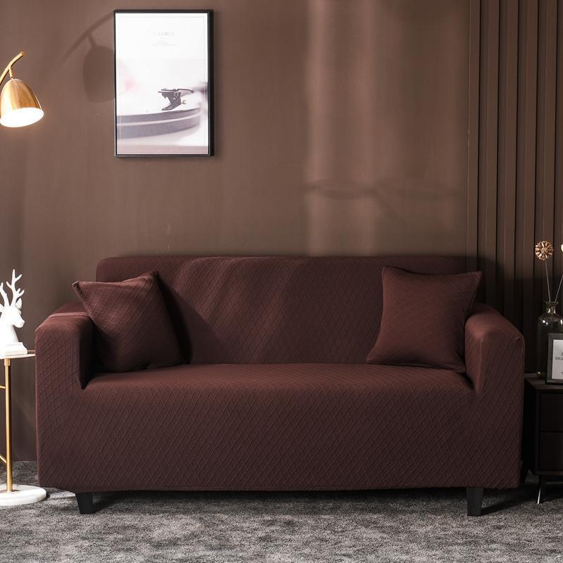 Sofa Cover - Wide Jacquard - Brown - Adaptable & Expandable