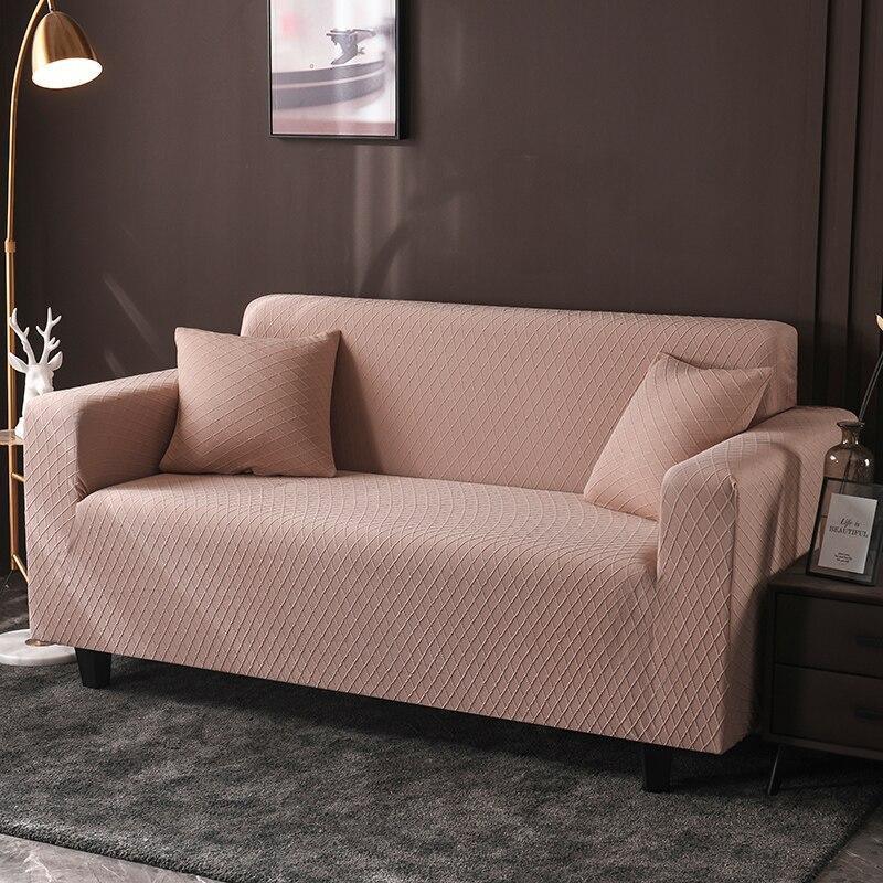 Sofa Cover - Wide Jacquard - Light Brown - Adaptable & Expandable - Image 2