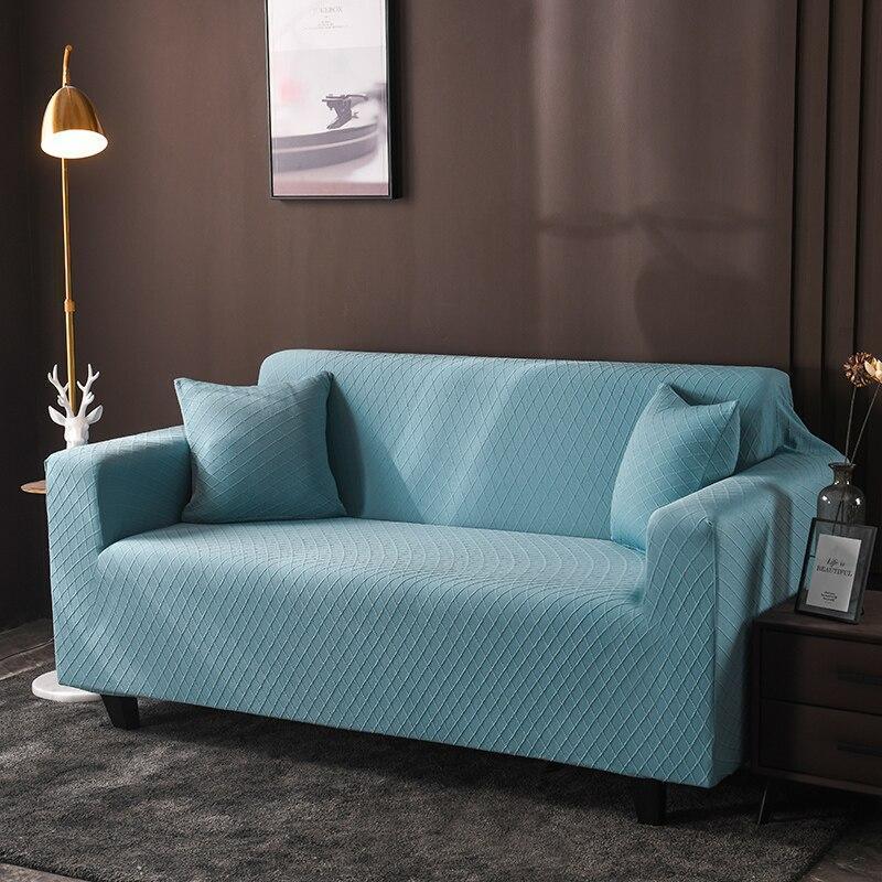 Sofa Cover - Wide Jacquard - Sky Blue - Adaptable & Expandable - Image 2