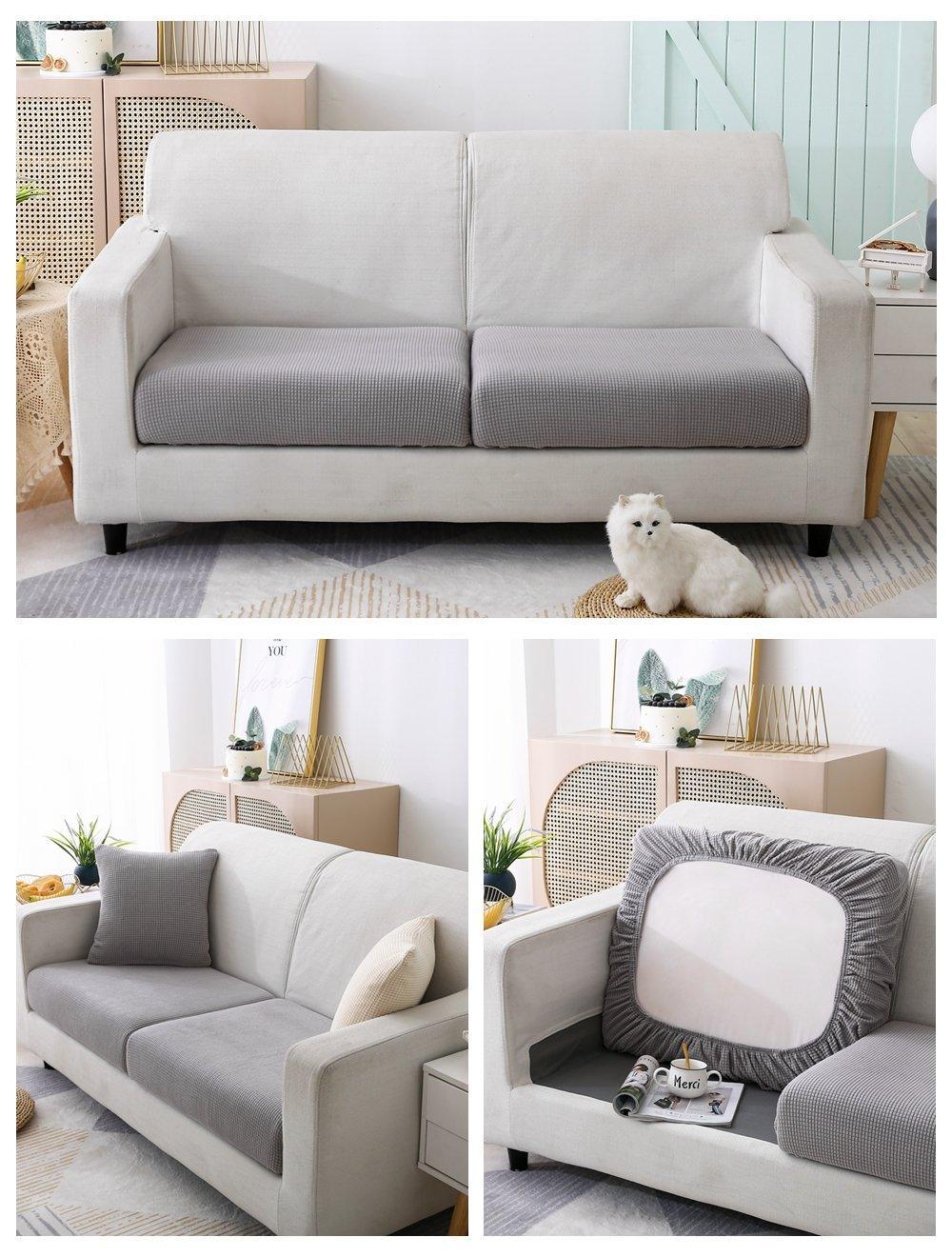 Sofa Cushion Cover - Narrow Jacquard - Light Grey - Image 4