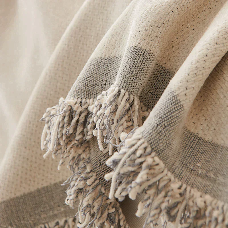 Sofa Throw - Dusty Grey - Soft Tassel Nordic Chenille - Image 5