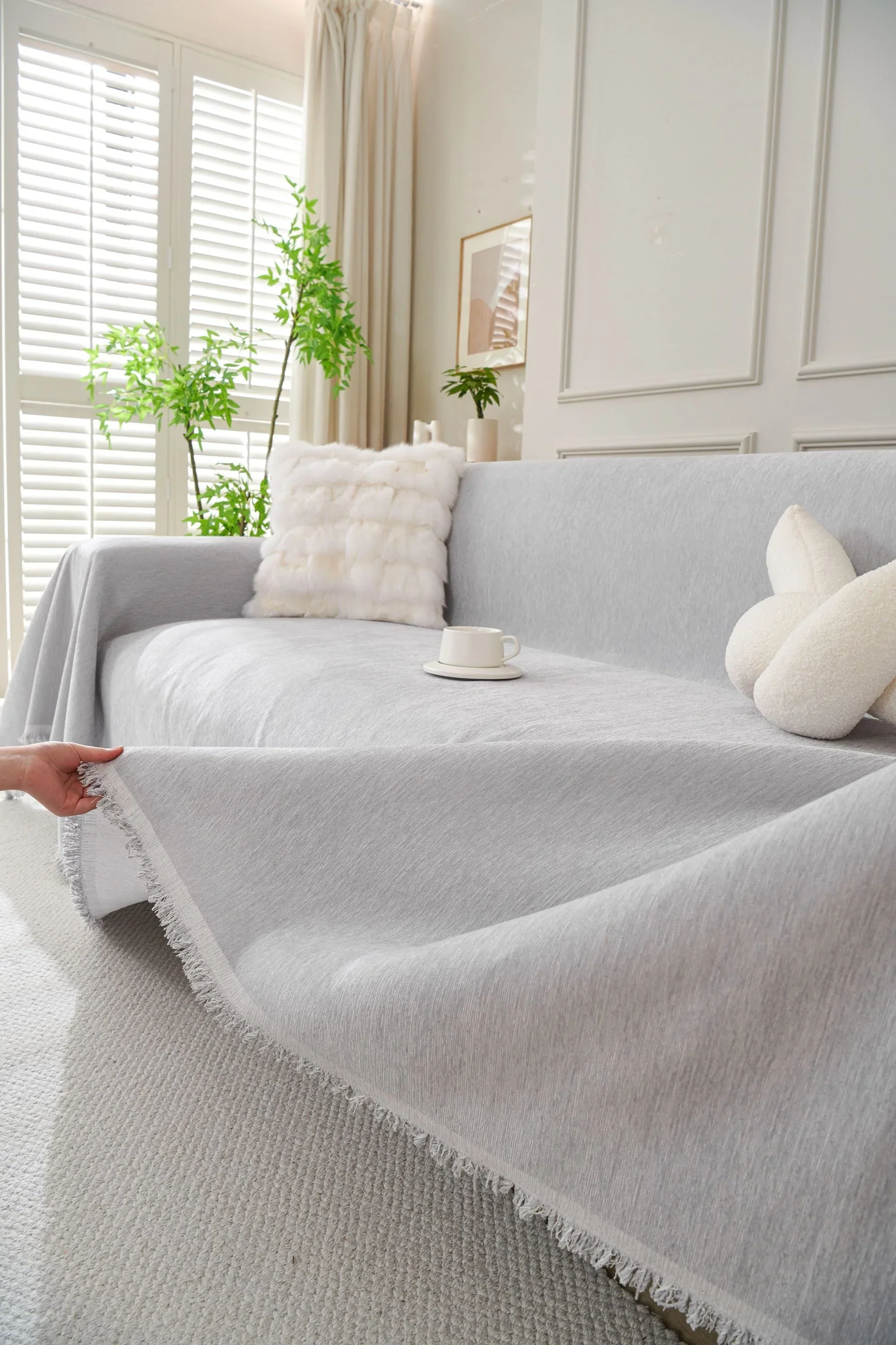 Sofa Throw - Elligate - Light Gray - Image 3