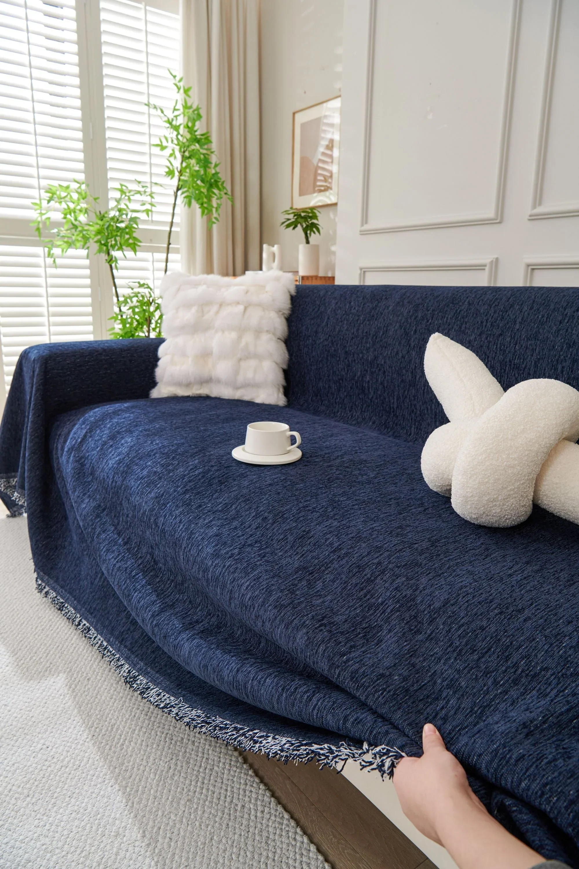 Sofa Throw - Elligate - Navy Blue - Image 3