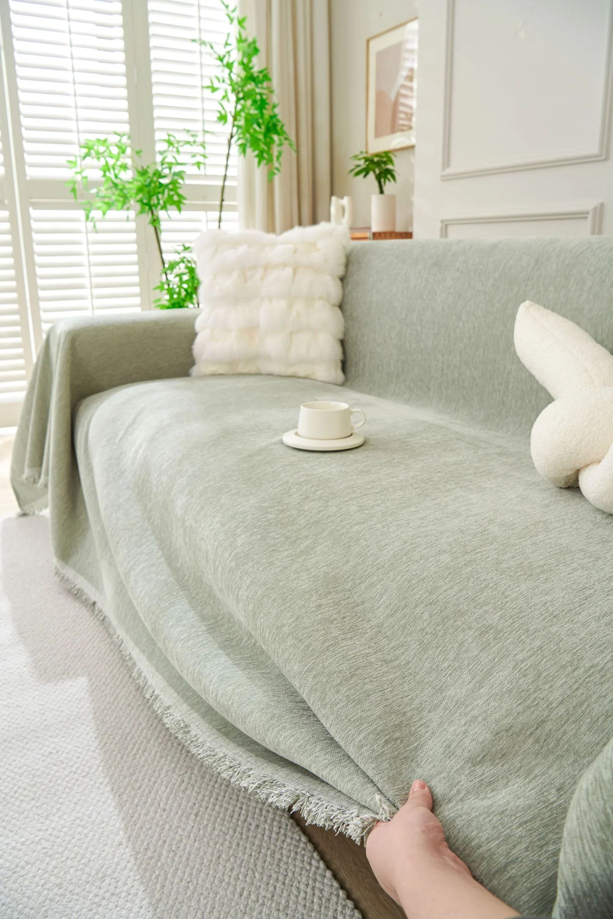 Sofa Throw - Elligate - Sage Green - Image 3