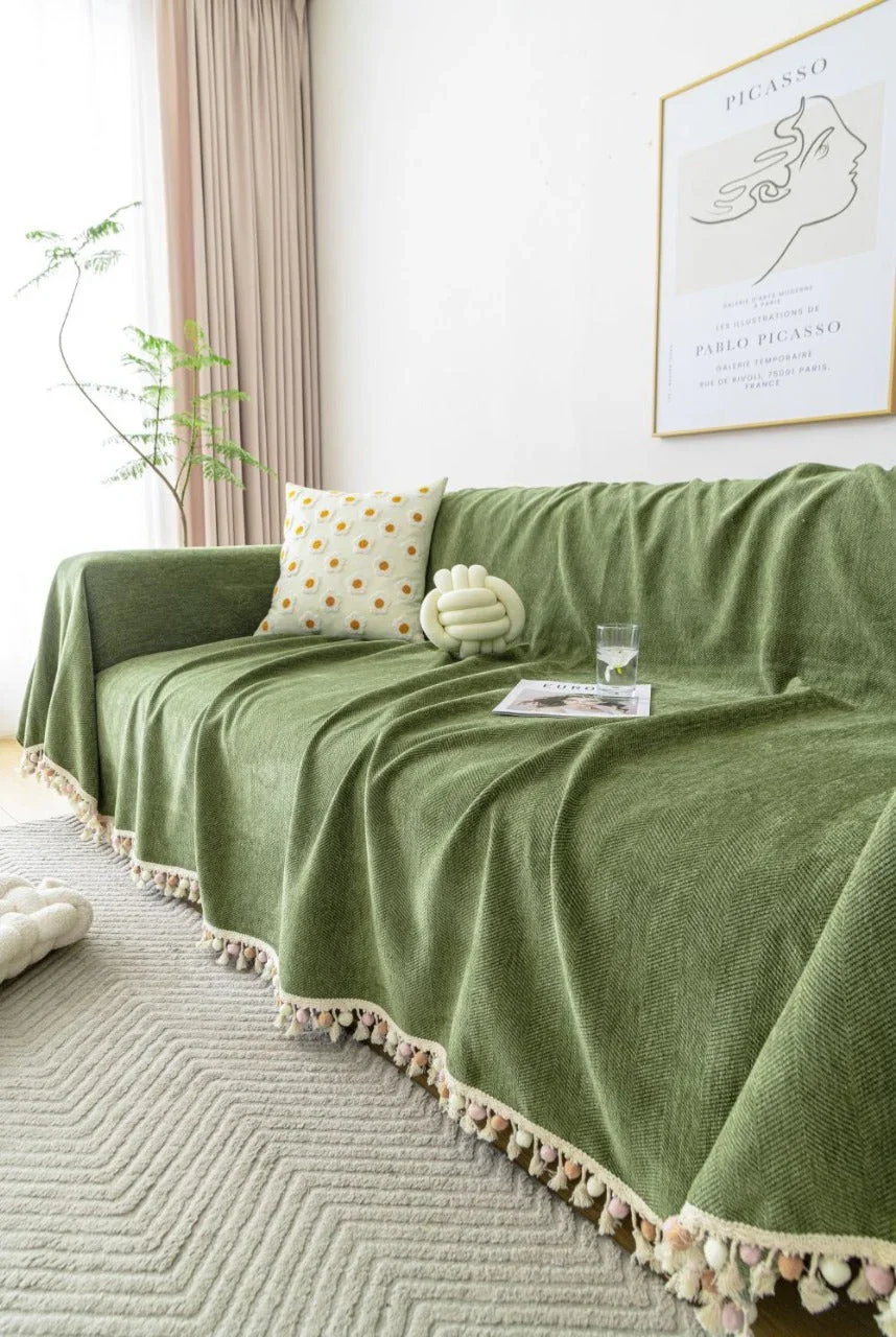 Sofa Throw - Herpome - Olive Green - Image 2