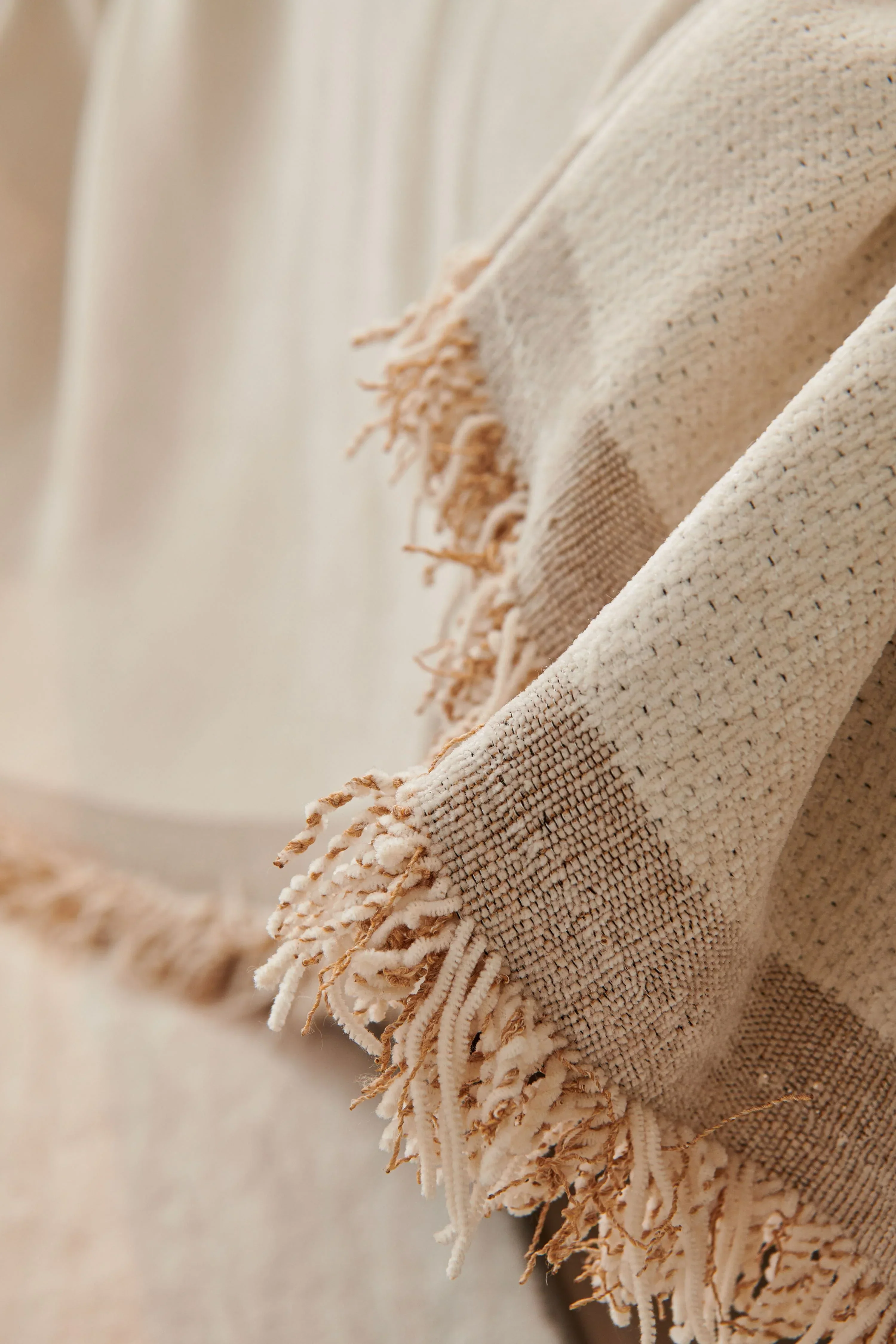 Sofa Throw -Sandy Tan - Soft Tassel Nordic Chenille - Image 5
