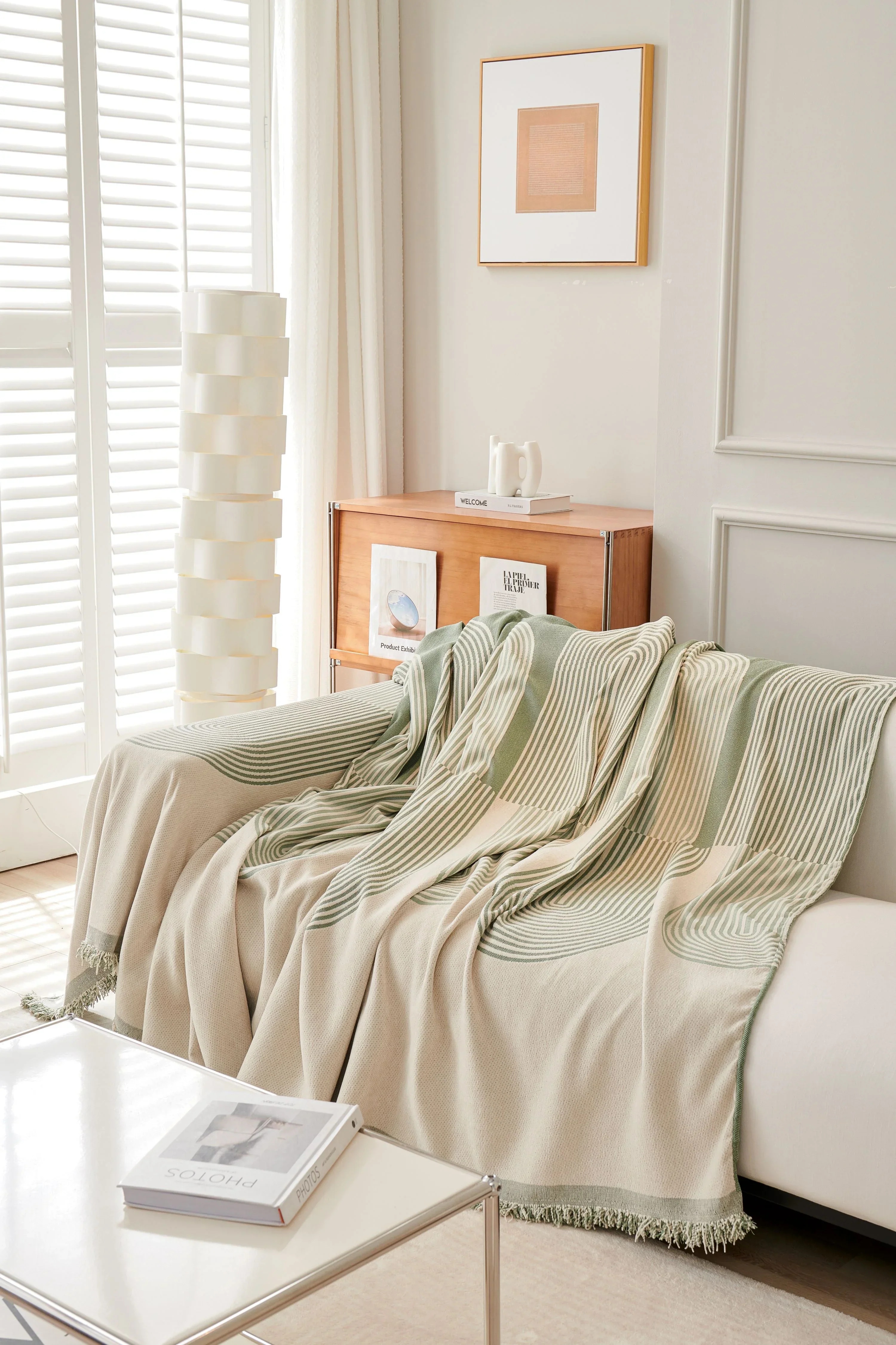 Sofa Throw - Pistachio Green - Soft Tassel Nordic Chenille - Image 5