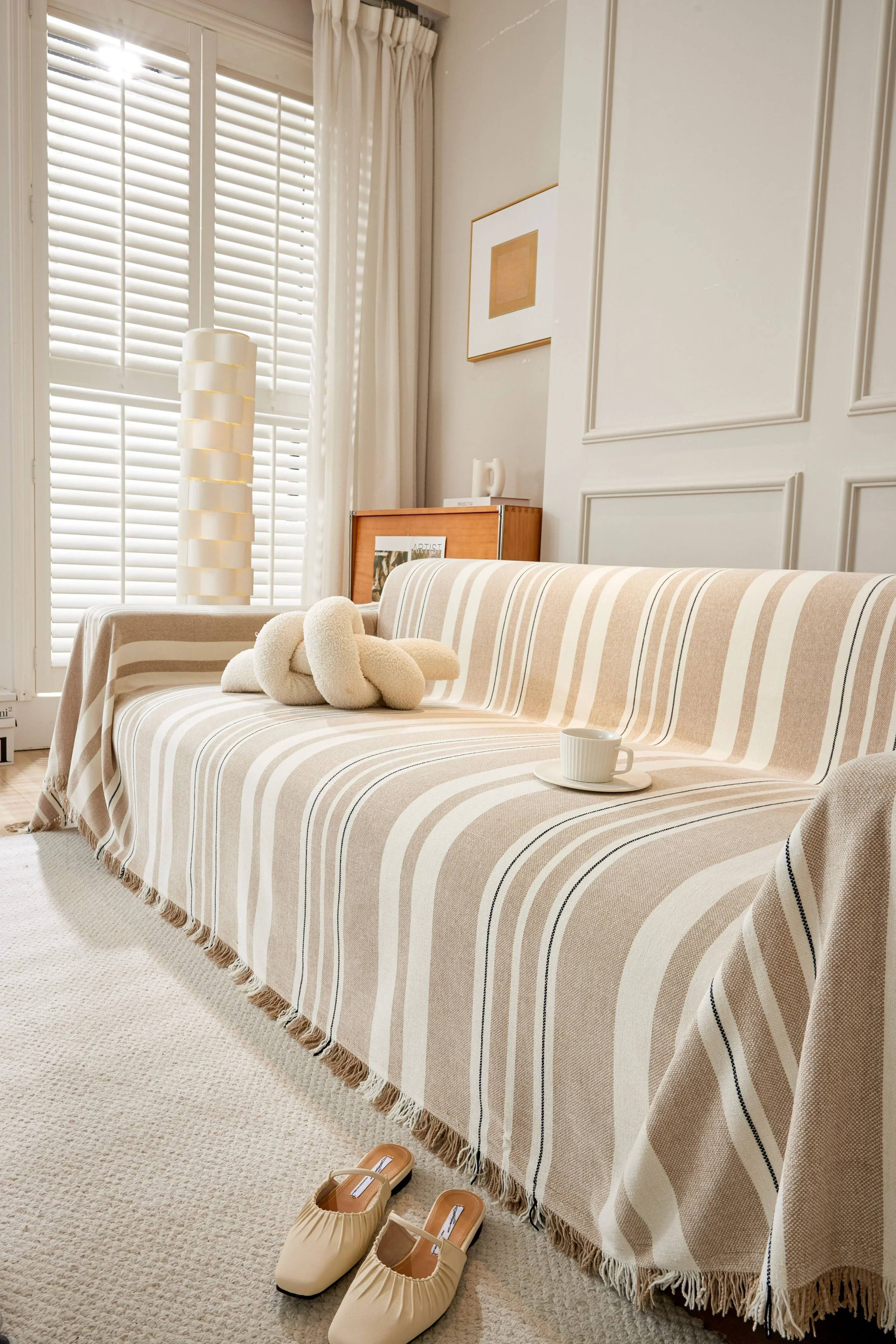 Sofa Throw - Striniara - Cross Khaki - Image 3