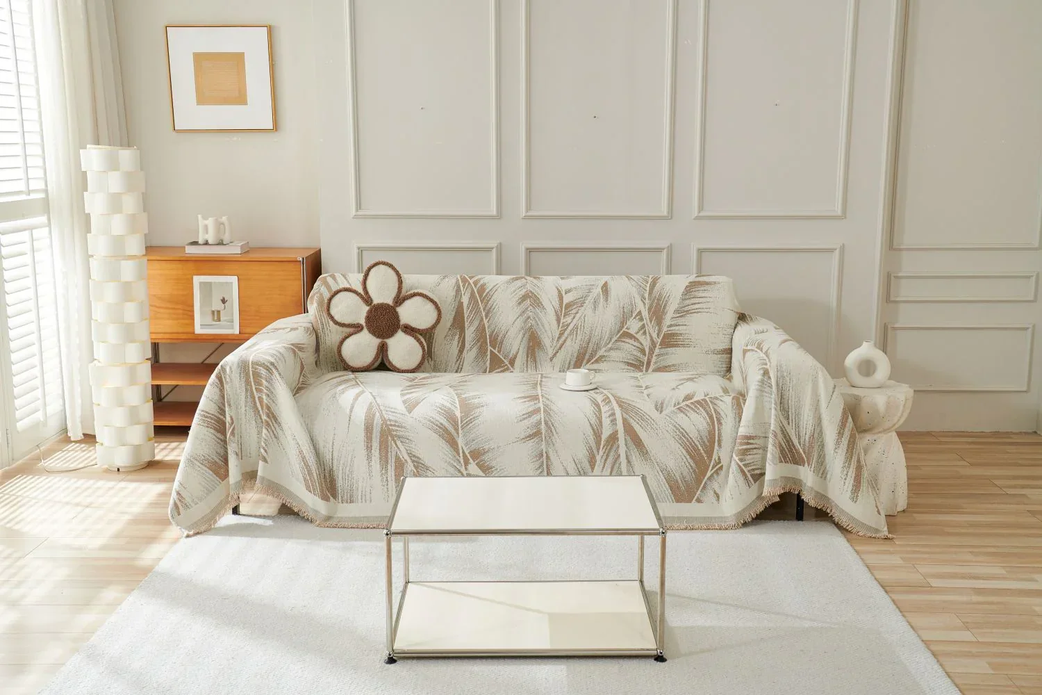 Sofa Throw - Yeluxe - Palm Beige - Image 2