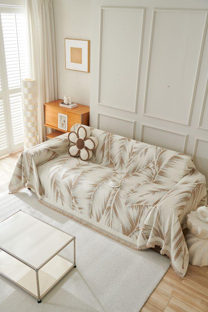 Sofa Throw - Yeluxe - Palm Beige - Image 3