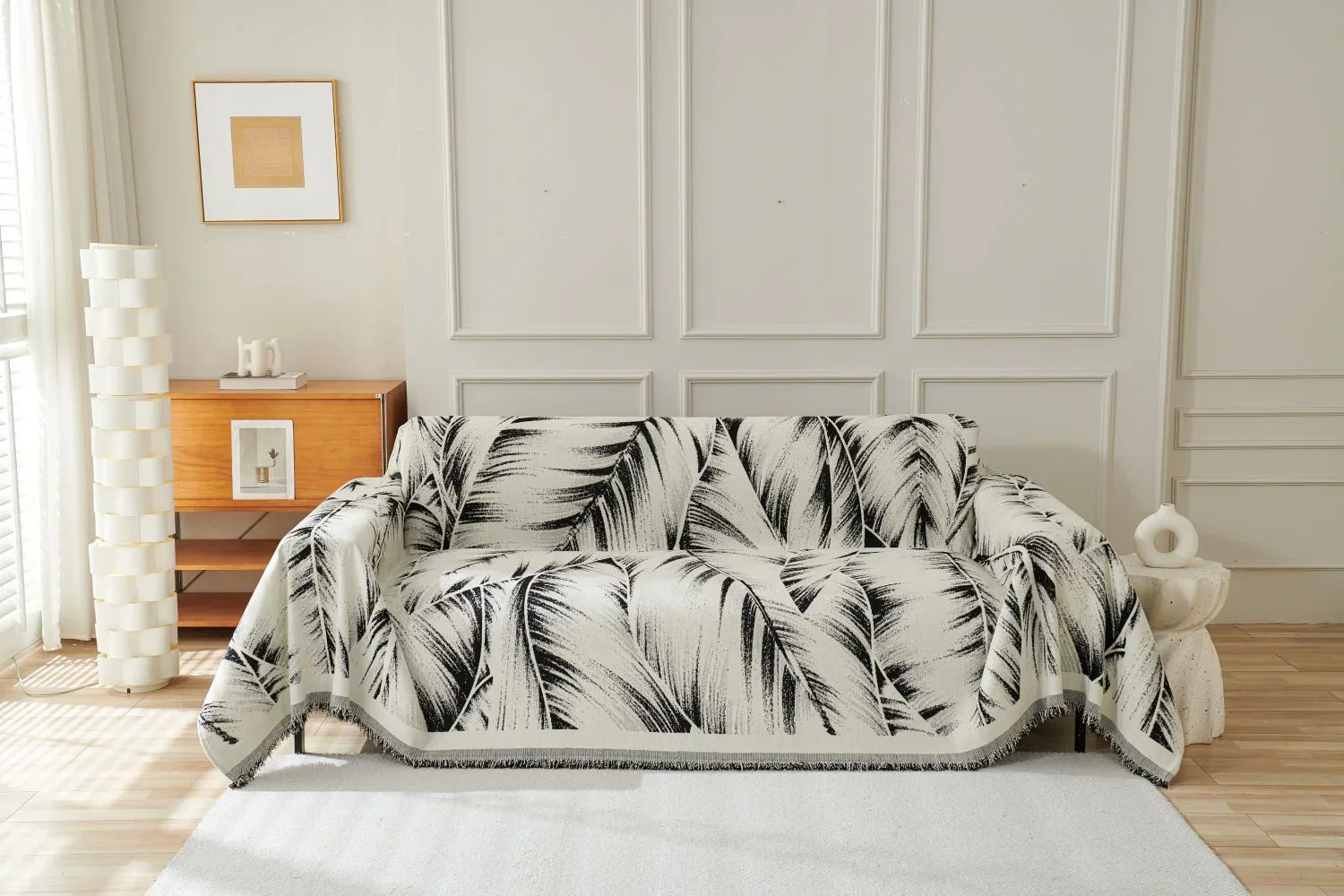 Sofa Throw - Yeluxe - Palm Black