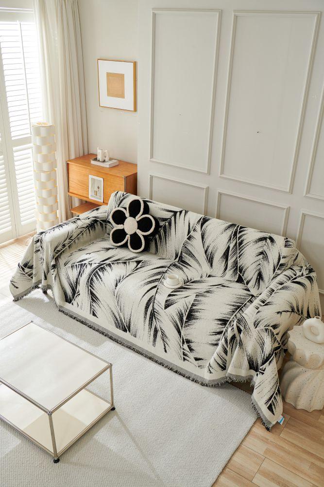 Sofa Throw - Yeluxe - Palm Black - Image 2