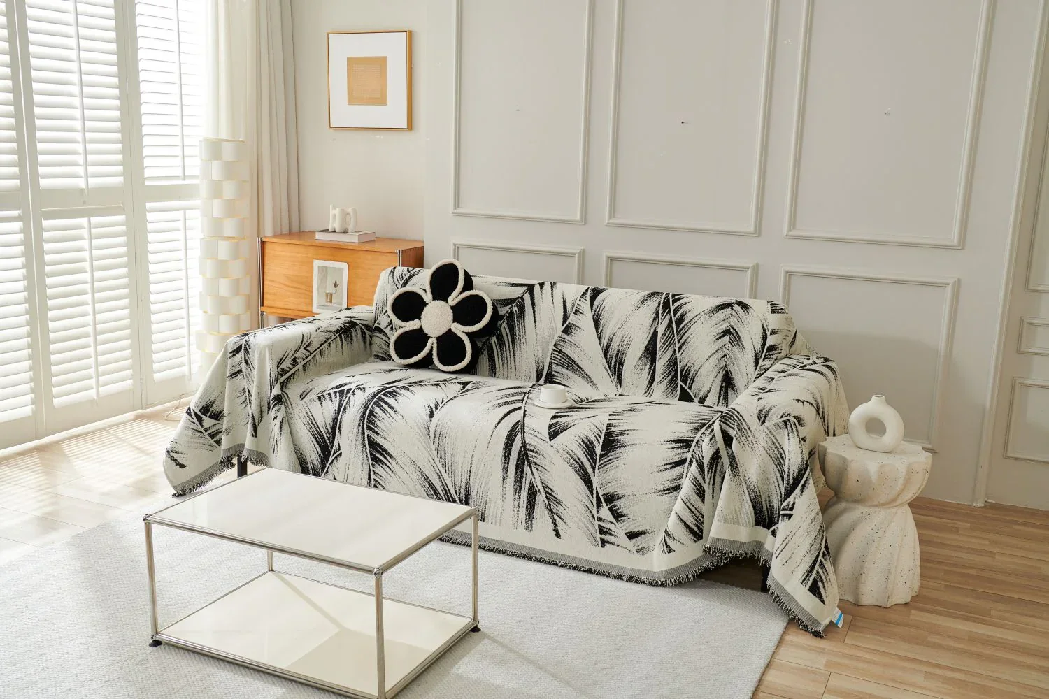 Sofa Throw - Yeluxe - Palm Black - Image 6