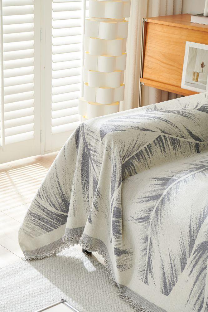 Sofa Throw - Yeluxe - Palm Gray - Image 3