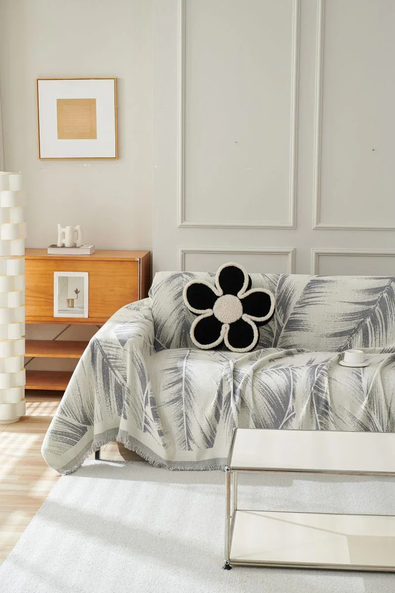 Sofa Throw - Yeluxe - Palm Gray - Image 4