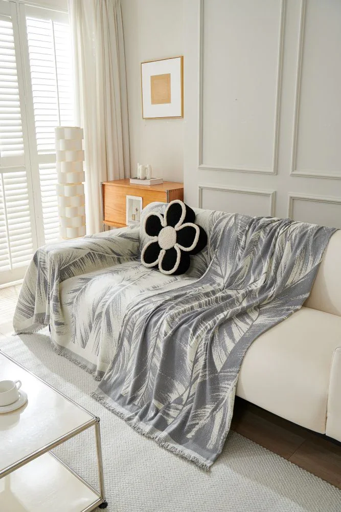 Sofa Throw - Yeluxe - Palm Gray - Image 7