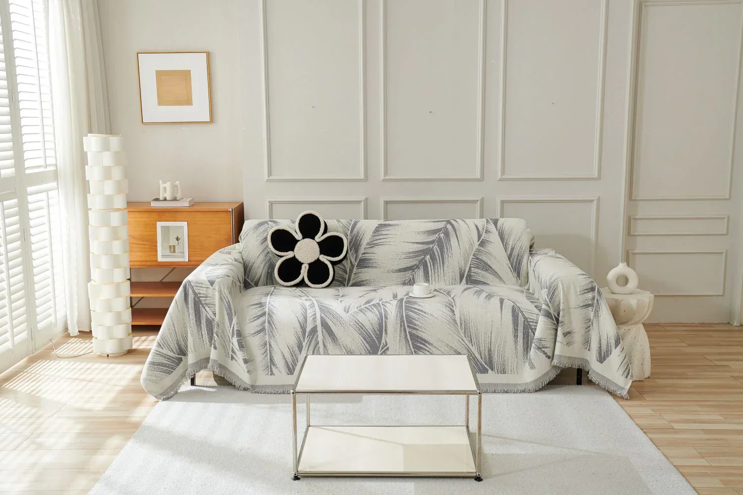 Sofa Throw - Yeluxe - Palm Gray - Image 8