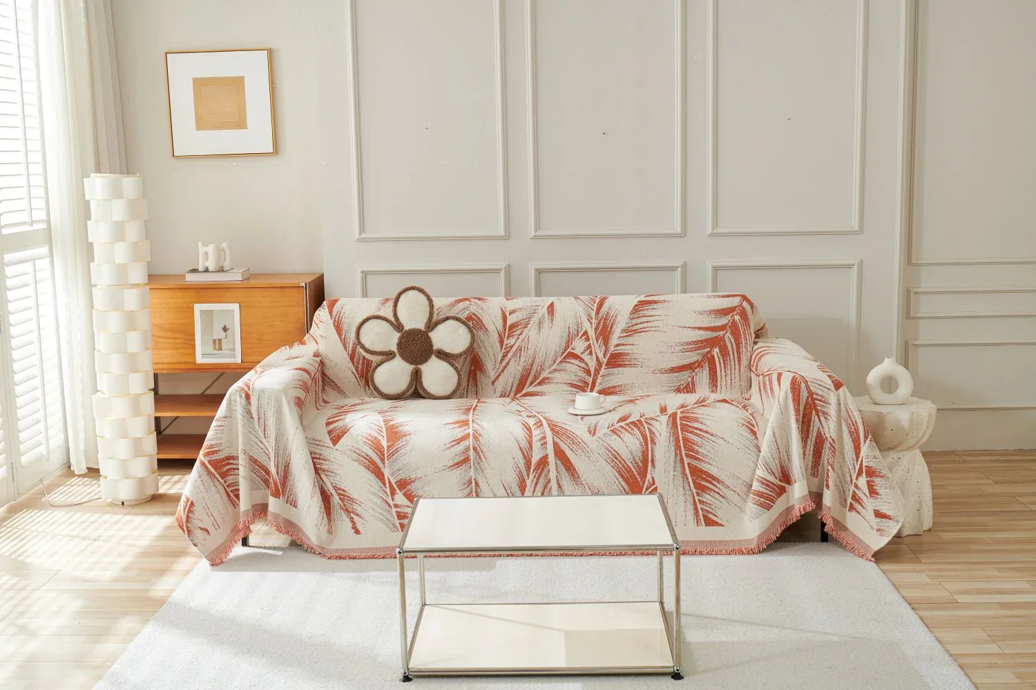 Sofa Throw - Yeluxe - Terracotta Palm - Image 2