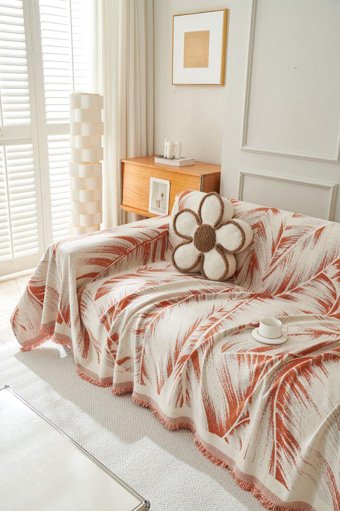 Sofa Throw - Yeluxe - Terracotta Palm - Image 4