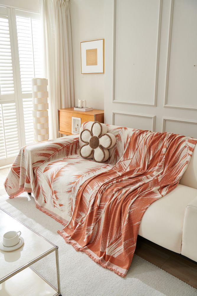 Sofa Throw - Yeluxe - Terracotta Palm - Image 8